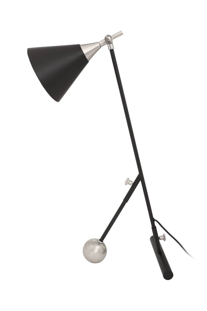 Kayoom Tischleuchte silber schwarz Messing Eisen Aluminium B/H/L: ca. 16x76x50 cm E27 1 Brennstellen