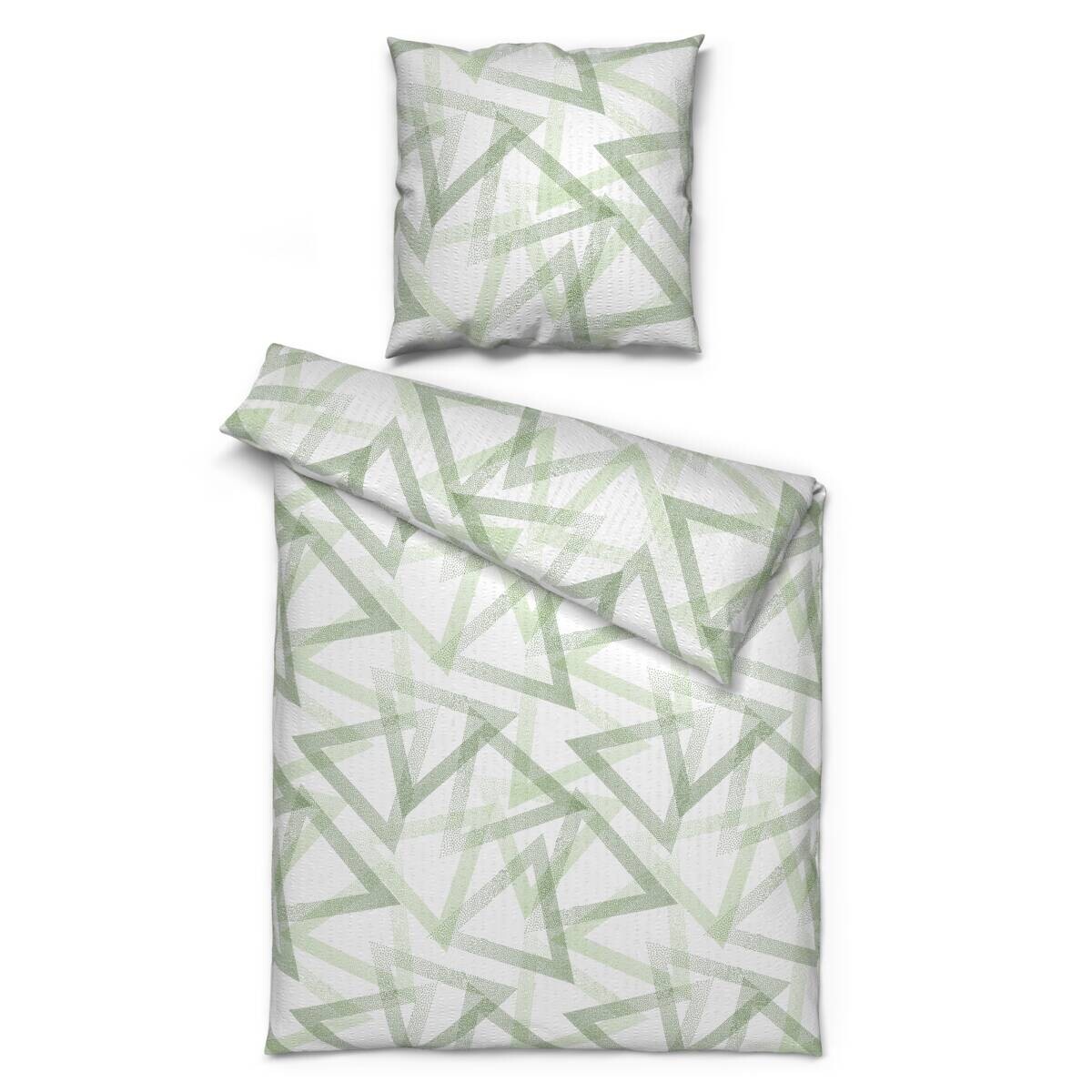 Microfaser Bettwäsche Seersucker hellgrün weiß 100% Polyester B/L: ca. 135x200 cm