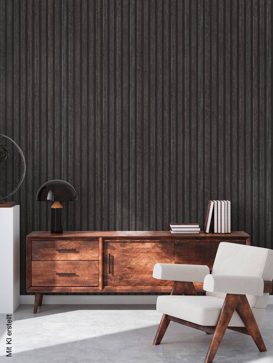 Vliestapete Holzoptik grau schwarz B/L: ca. 53x1005 cm