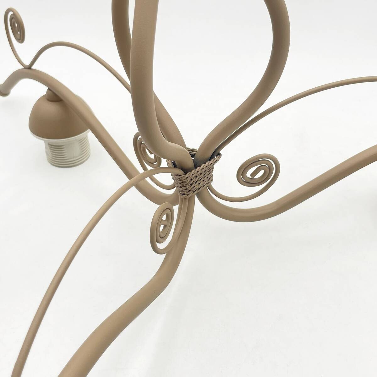 Lamkur Pendelleuchte weiß beige Stahl Glas B/H/L: ca. 41x73x41 cm E27 3 Brennstellen