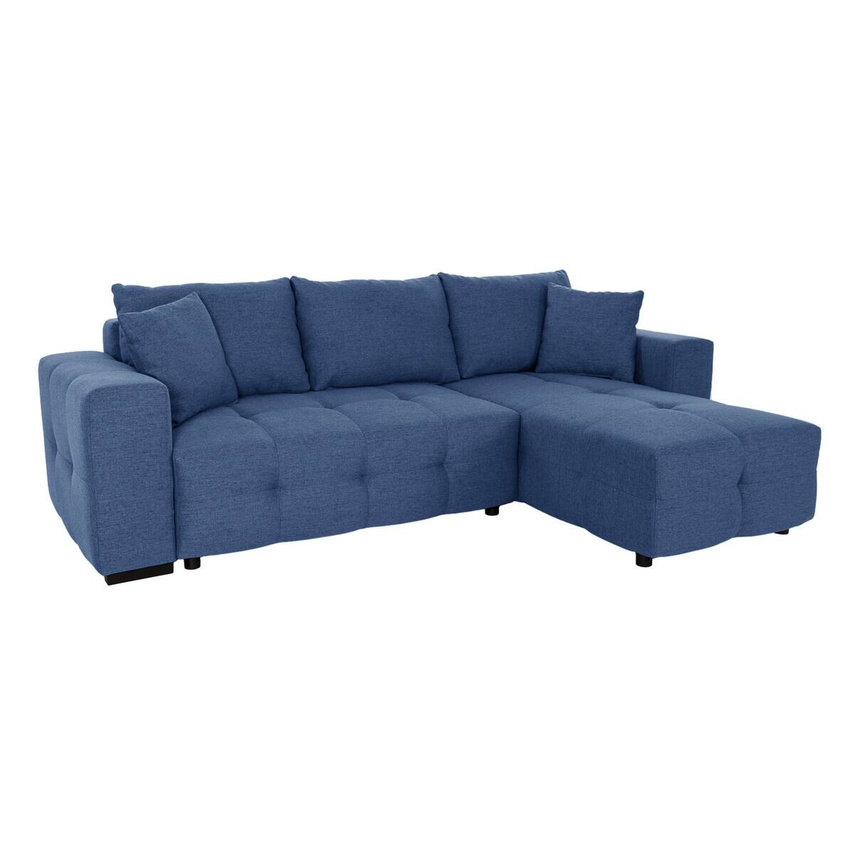 Ecksofa mit Bettfunktion und Bettkasten blau Webstoff B/H/T: ca. 247x83x162 cm