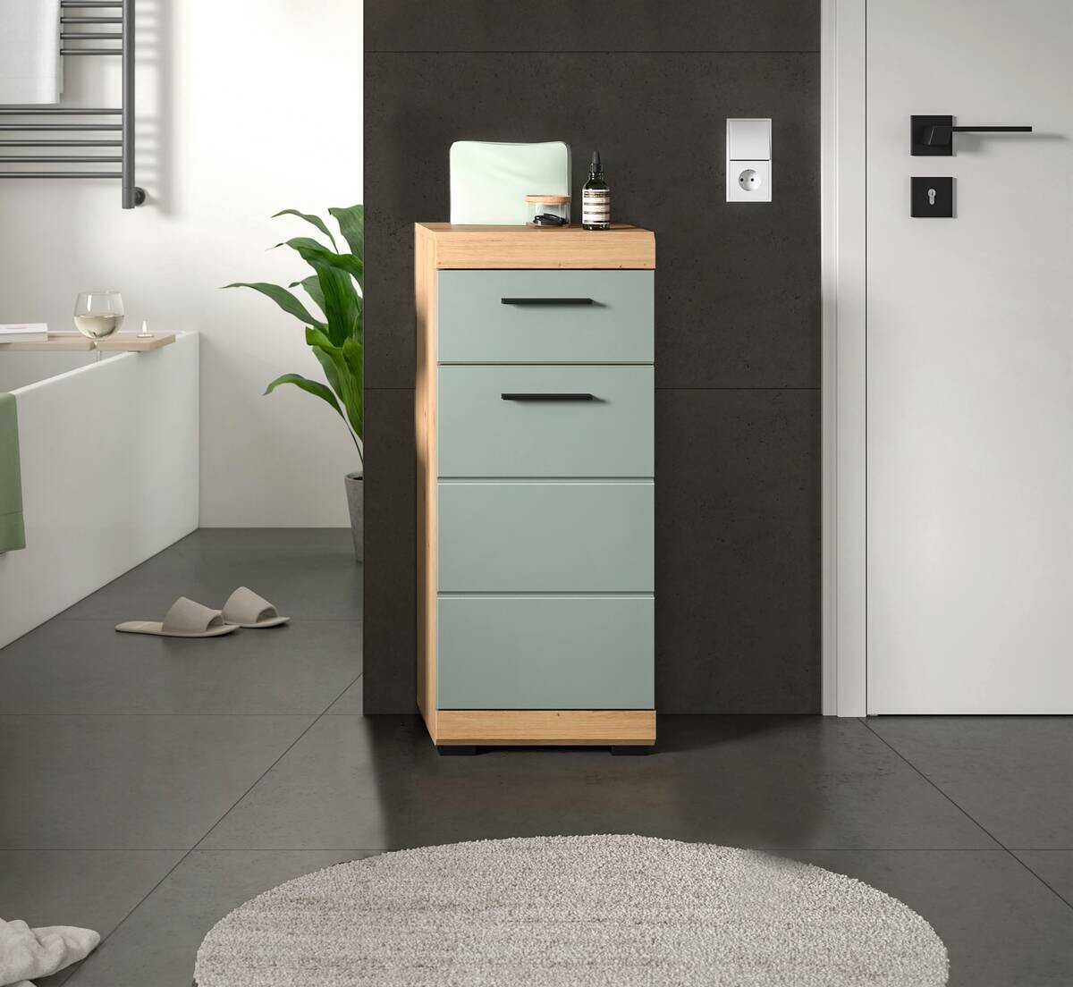 Schrank Scout Eiche Artisan Nachbildung salbei Nachbildung B/H/T: ca. 37x88x31 cm