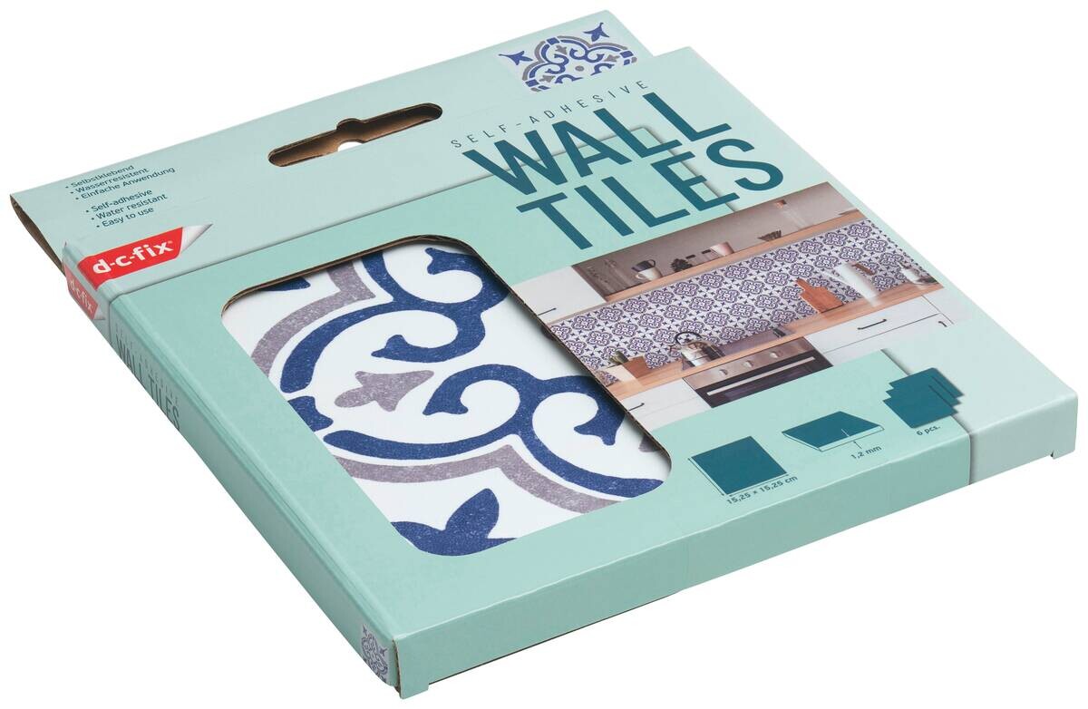 d-c-fix Wandfliese selbstklebend blau B/L: ca. 15,25x15,25 cm