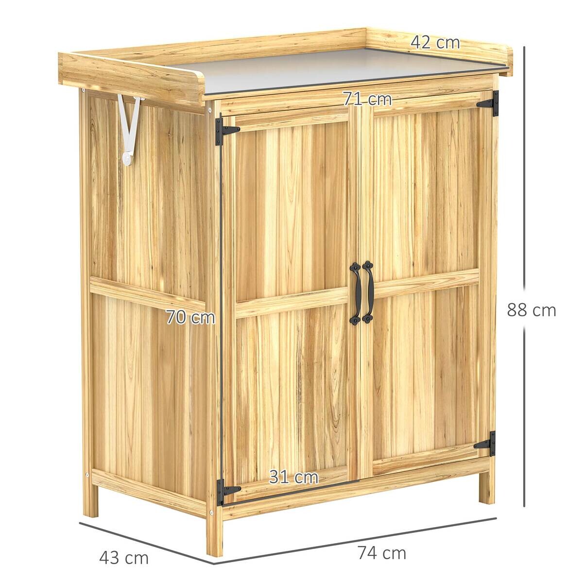 Outsunny Gartenschrank Holzoptik Edelstahl B/H/L: ca. 43x88x74 cm