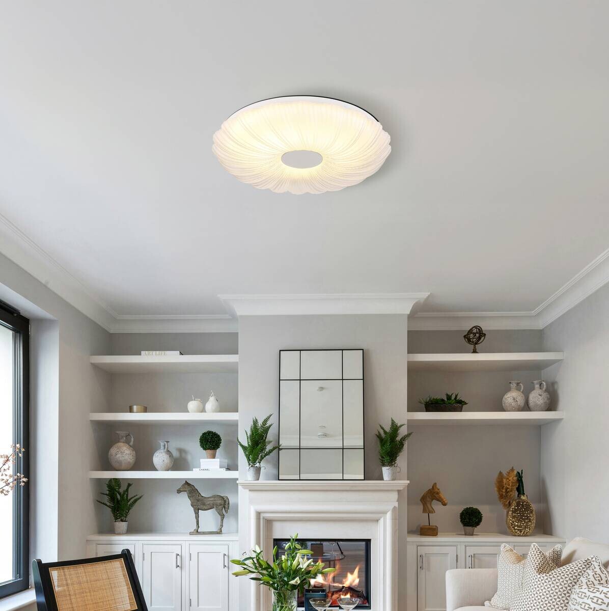 GLOBO Deckenleuchte weiß Satiniert Opal Metall Kunststoff H/D: ca. 7x38 cm 1 Brennstellen