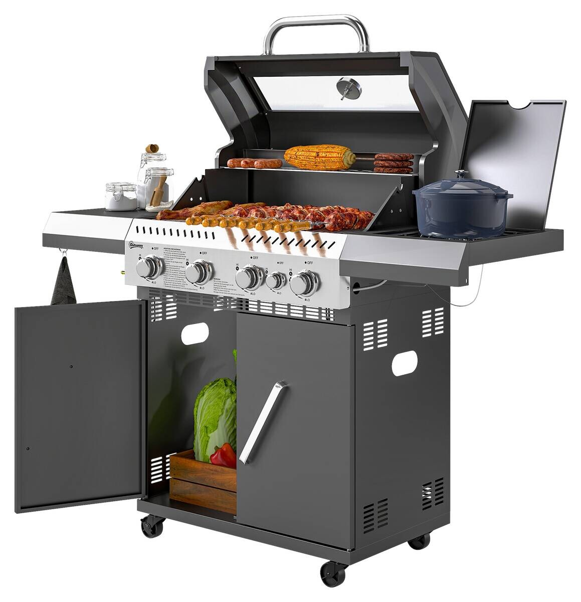 Outsunny Gasgrill Kunststoff B/H/L: ca. 54x110x135 cm