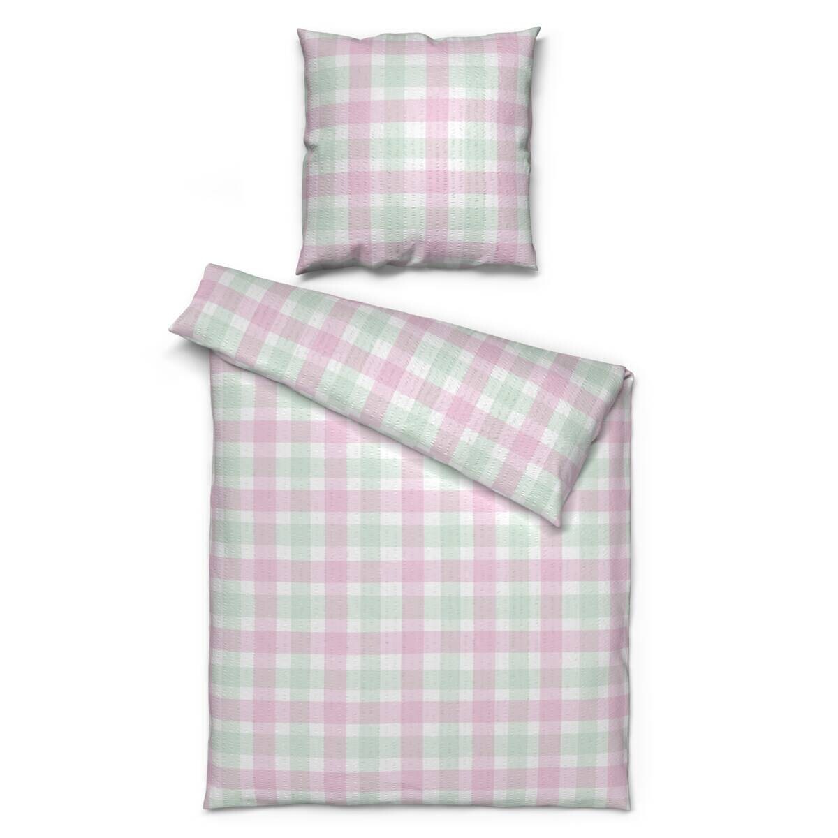 Microfaser Bettwäsche Seersucker rosa mint 100% Polyester B/L: ca. 135x200 cm