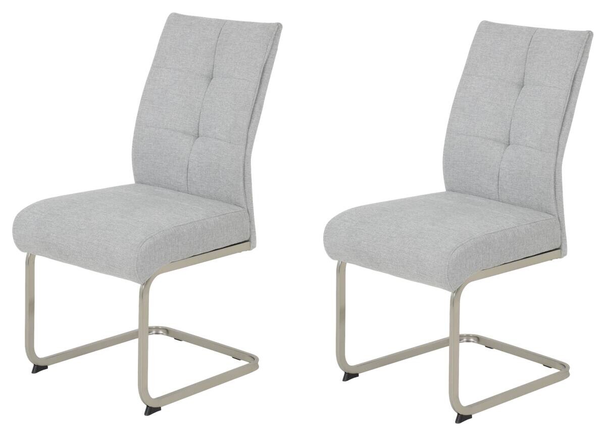 Schwingstuhl Ines, 2er-Set grau Edelstahloptik Metall Microfaser B/H/T: ca. 50x99x66 cm