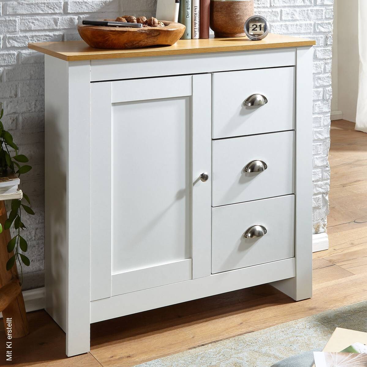 Sideboard weiß natur B/H/T: ca. 79x81x35 cm