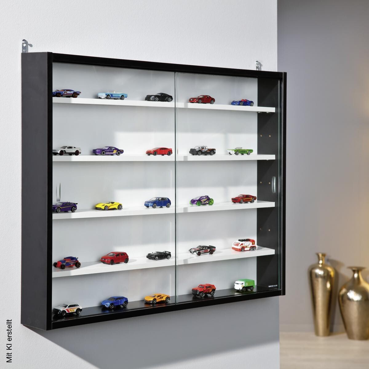 Vitrine Collecty schwarz weiß Holzwerkstoff B/H/T: ca. 80x60x10 cm
