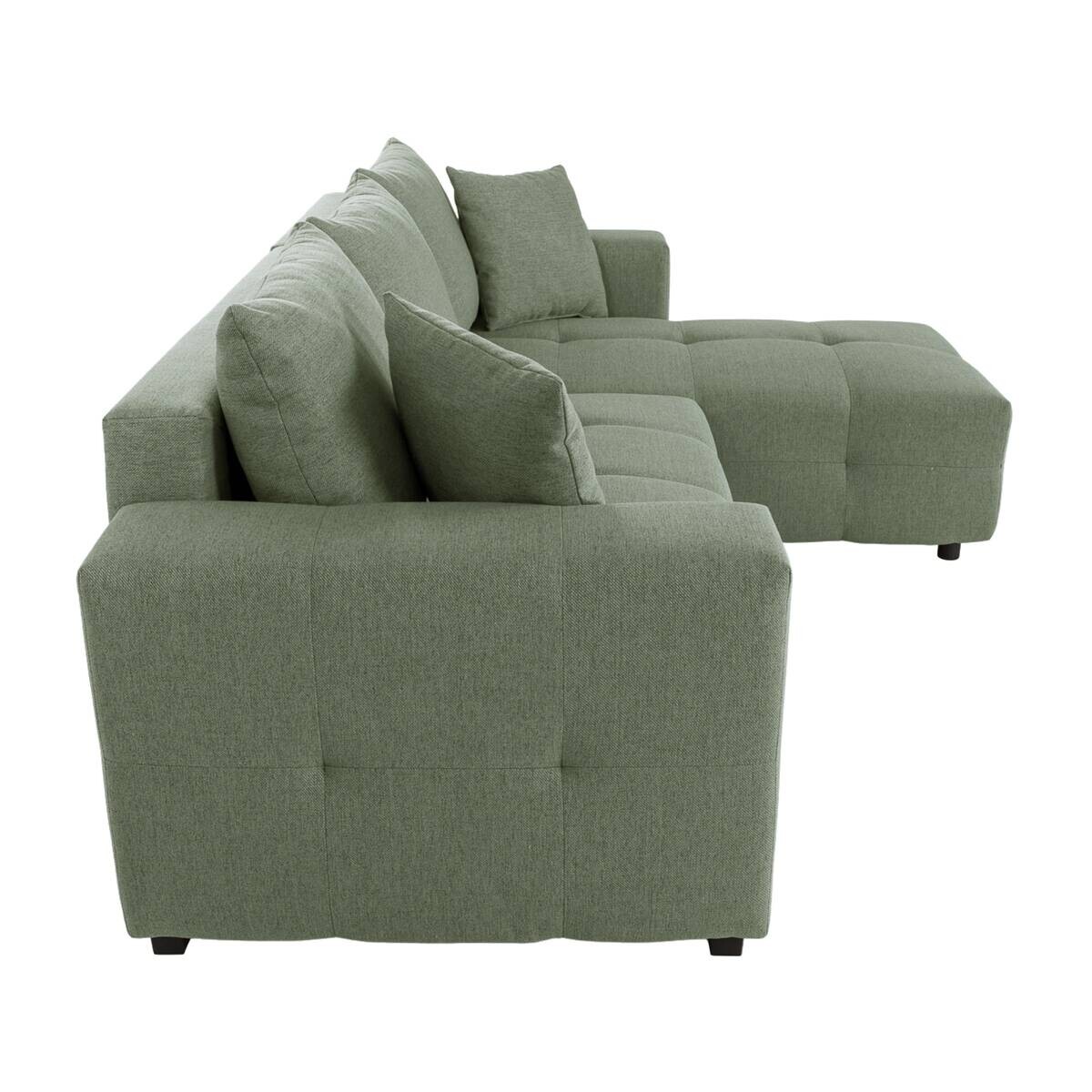 Ecksofa mit Bettfunktion und Bettkasten salbei Webstoff B/H/T: ca. 247x83x162 cm