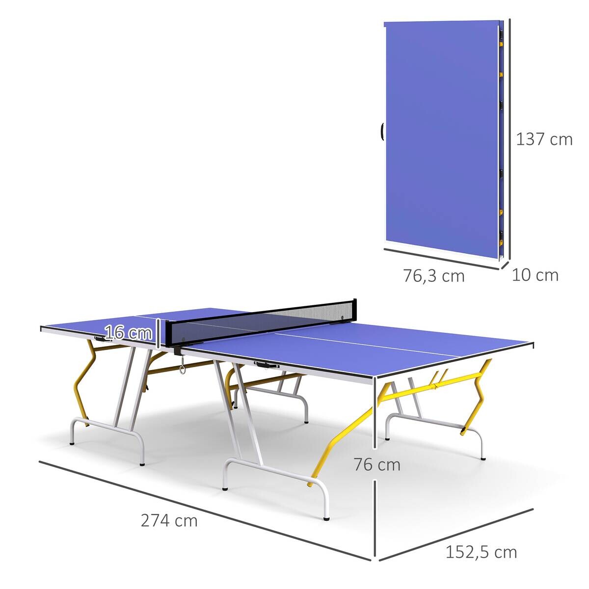 SPORTNOW Tischtennisplatte blau Stahl B/H/L: ca. 152,5x76x274 cm