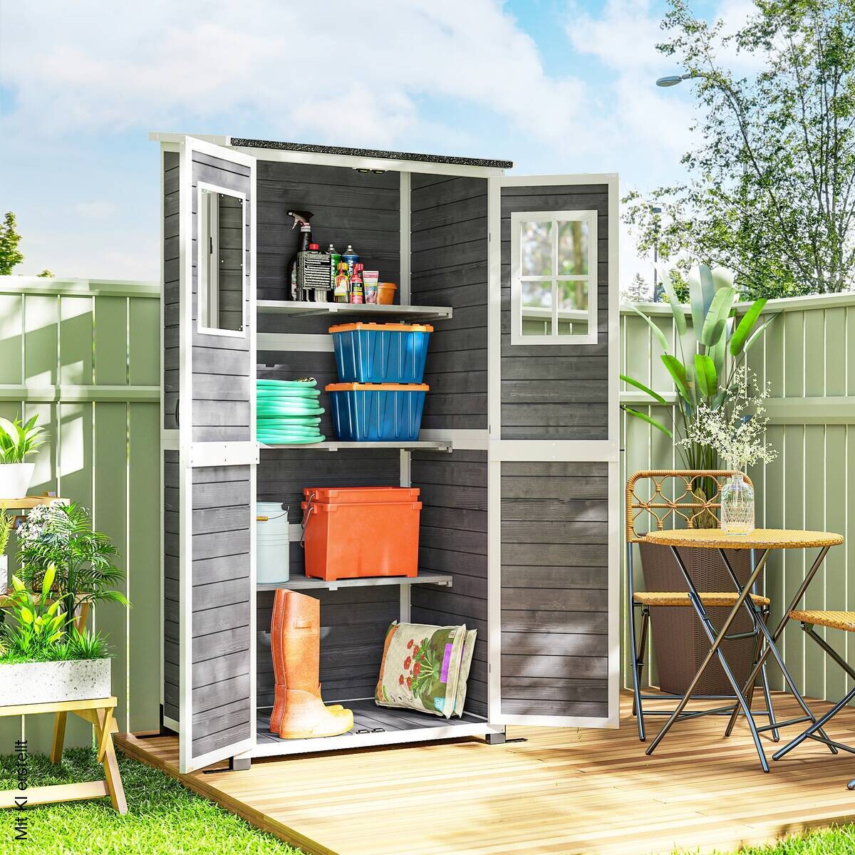Outsunny Gartenschrank hellgrau Holz B/H/L: ca. 69x192x91 cm