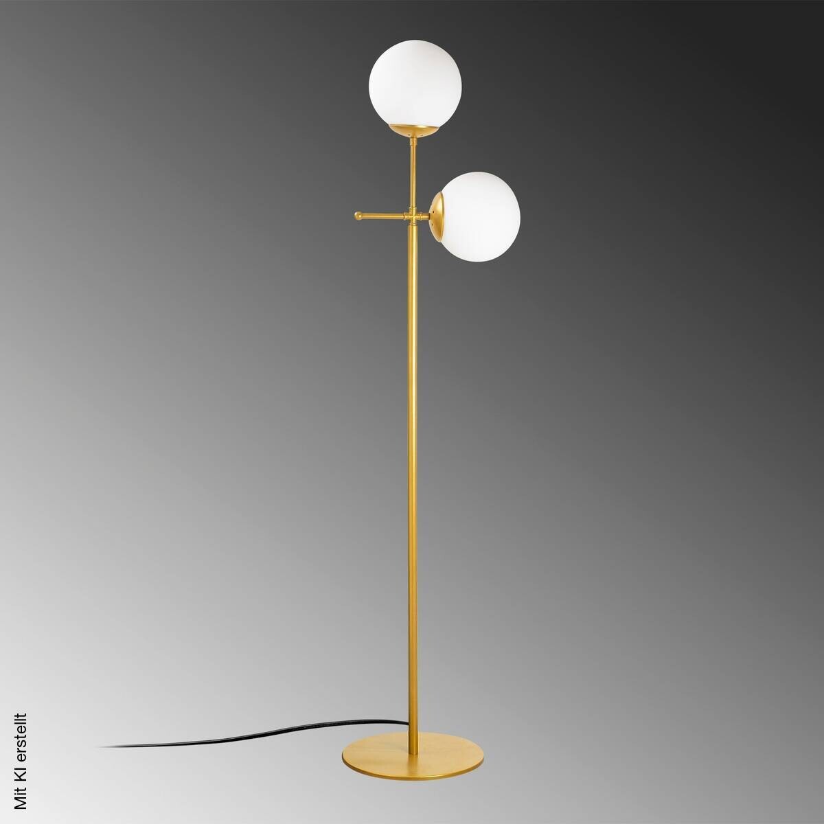Opviq Stehlampe gold Metall Glas B/H/T/L: ca. 15x174x15x34 cm E27 2 Brennstellen