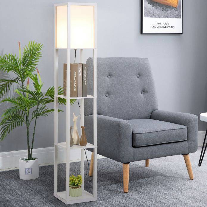 HOMCOM Stehlampe 833-623V90WT weiß Acryl Kunststoff B/H/L: ca. 26x160x26 cm E27 1 Brennstellen
