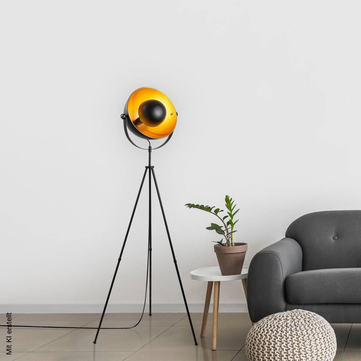 Opviq Stehlampe gold schwarz B/H/T/L: ca. 45x160x45x62 cm E27 1 Brennstellen