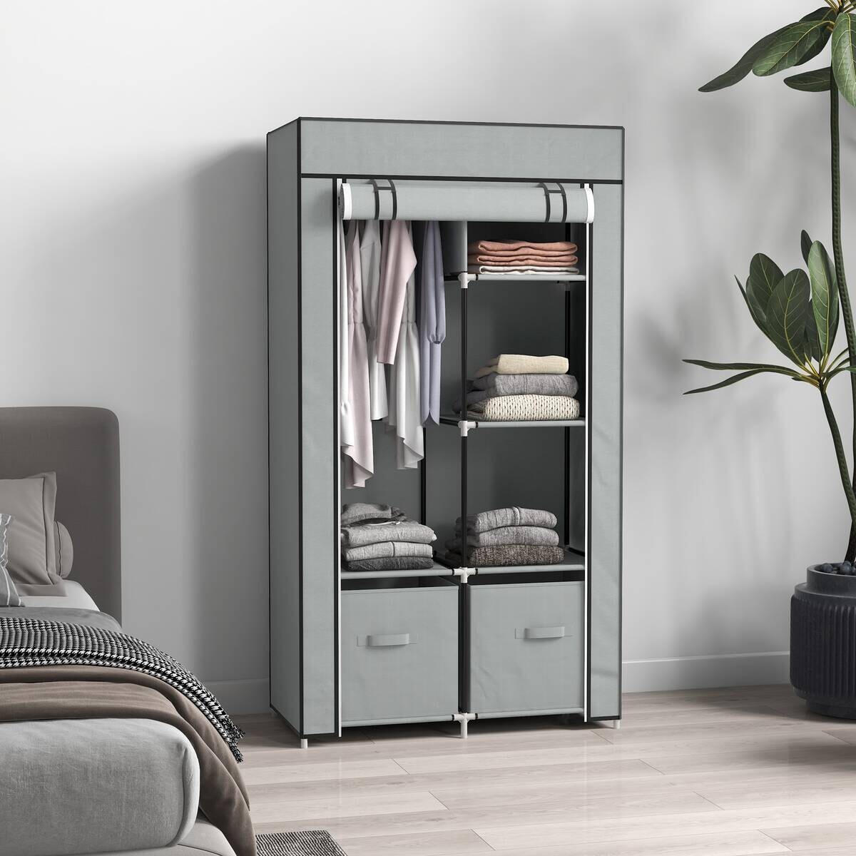 HOMCOM Kleiderschrank hellgrau Polypropylen B/H/L: ca. 42,5x83x162,5 cm