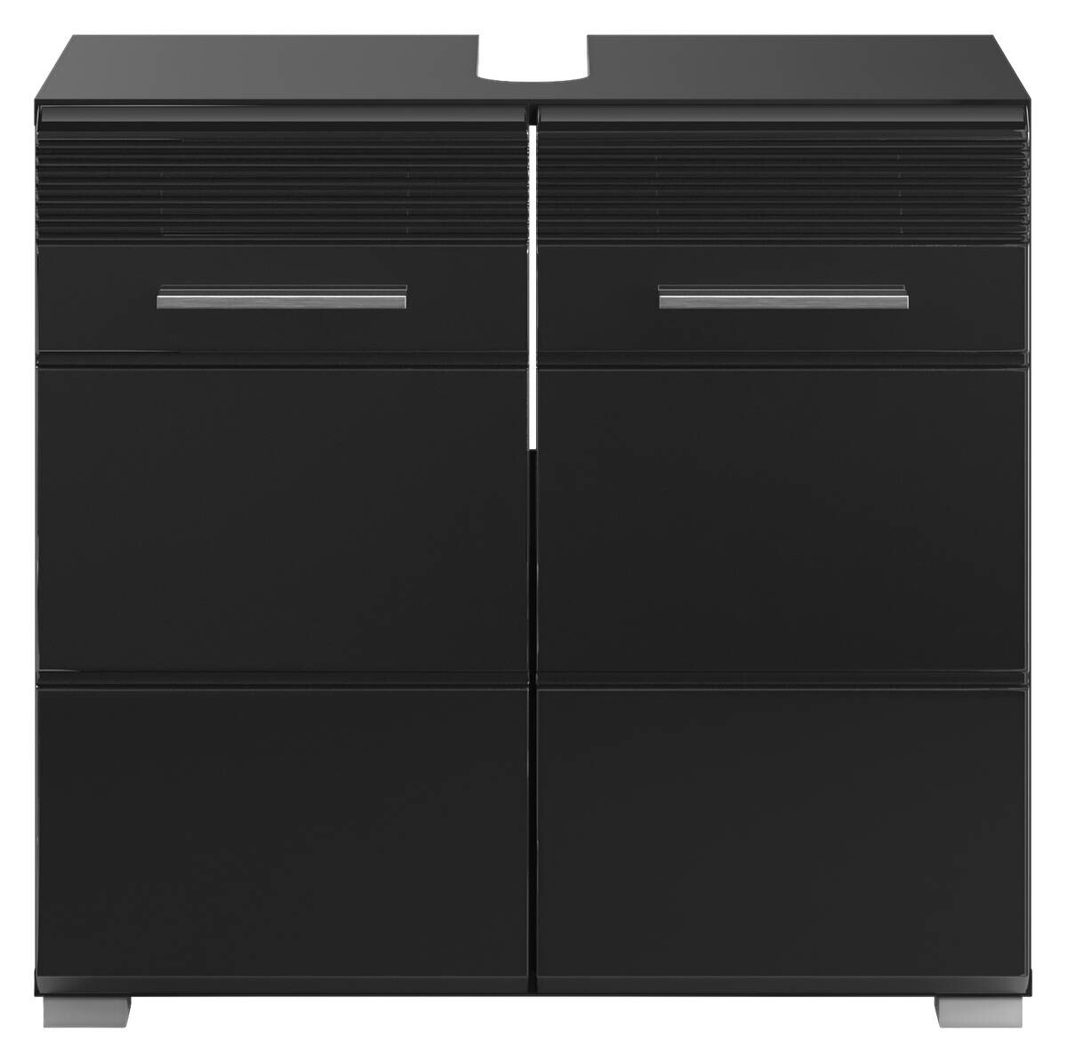 Badezimmer-Set LINUS schwarz schwarz Hochglanz B/H/T: ca. 60x182x34 cm