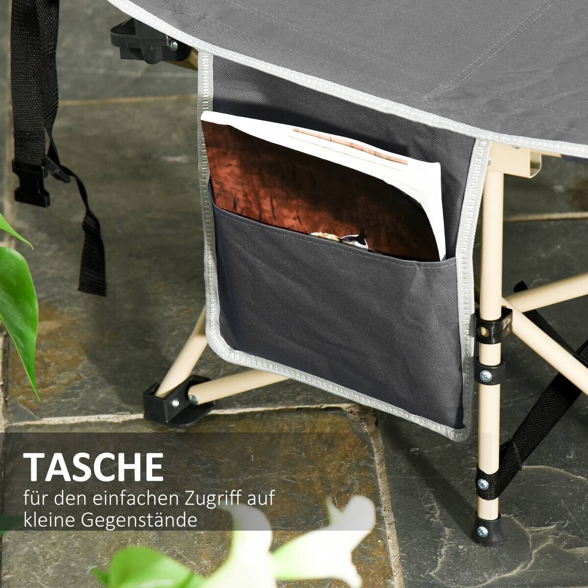 Outsunny Campingbett dunkelgrau Stahl B/H/L: ca. 68x52x190 cm