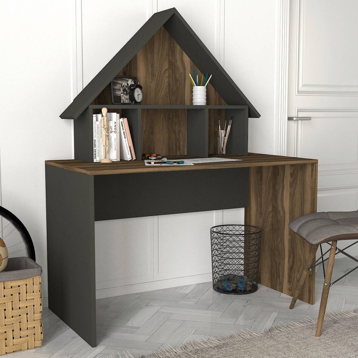 Schreibtisch Denver walnuss Nachbildung anthrazit B/H/T: ca. 120x148x60 cm