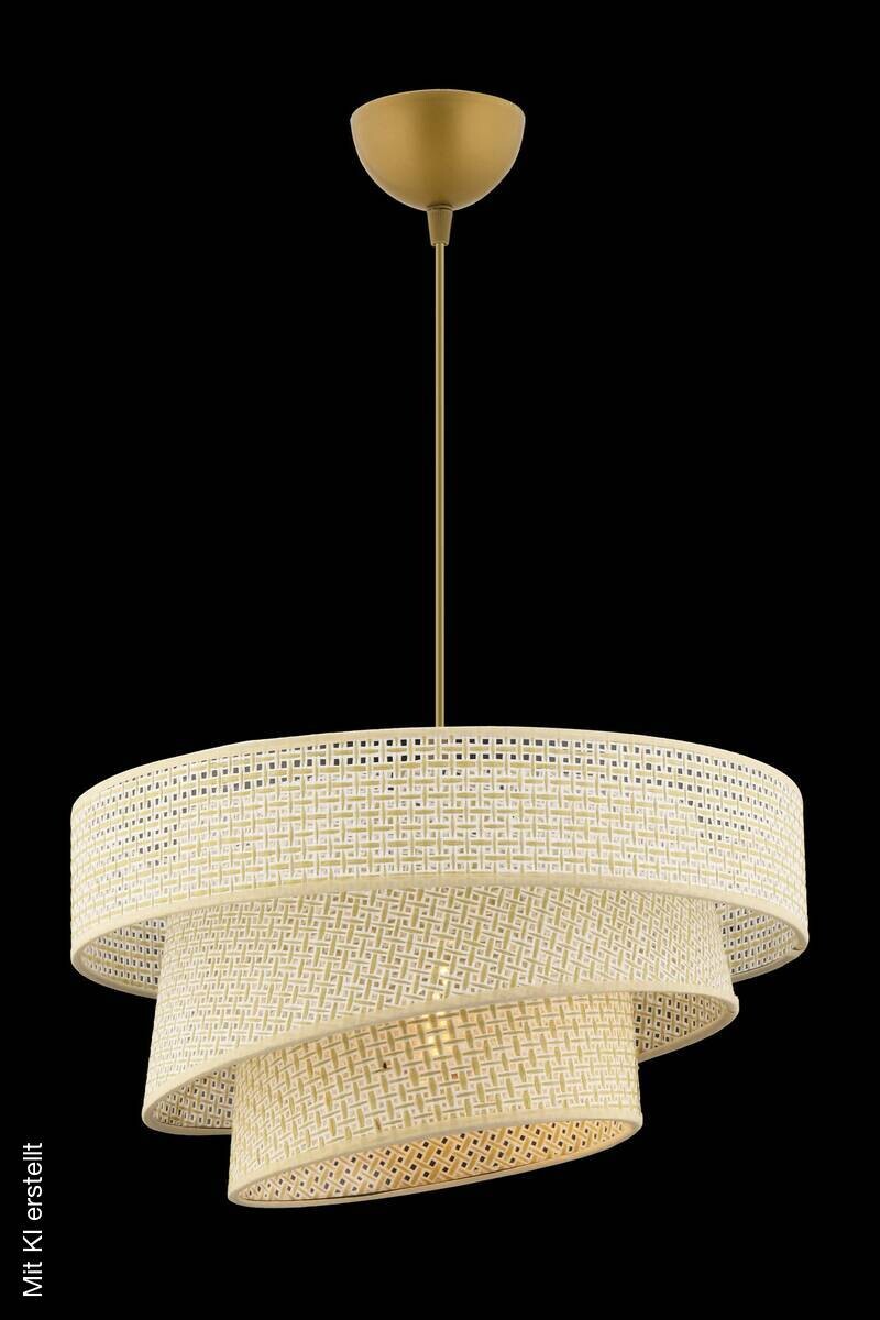Opviq Pendelleuchte Couper creme Baumwolle Metall B/H/L: ca. 40x72x40 cm E27 1 Brennstellen