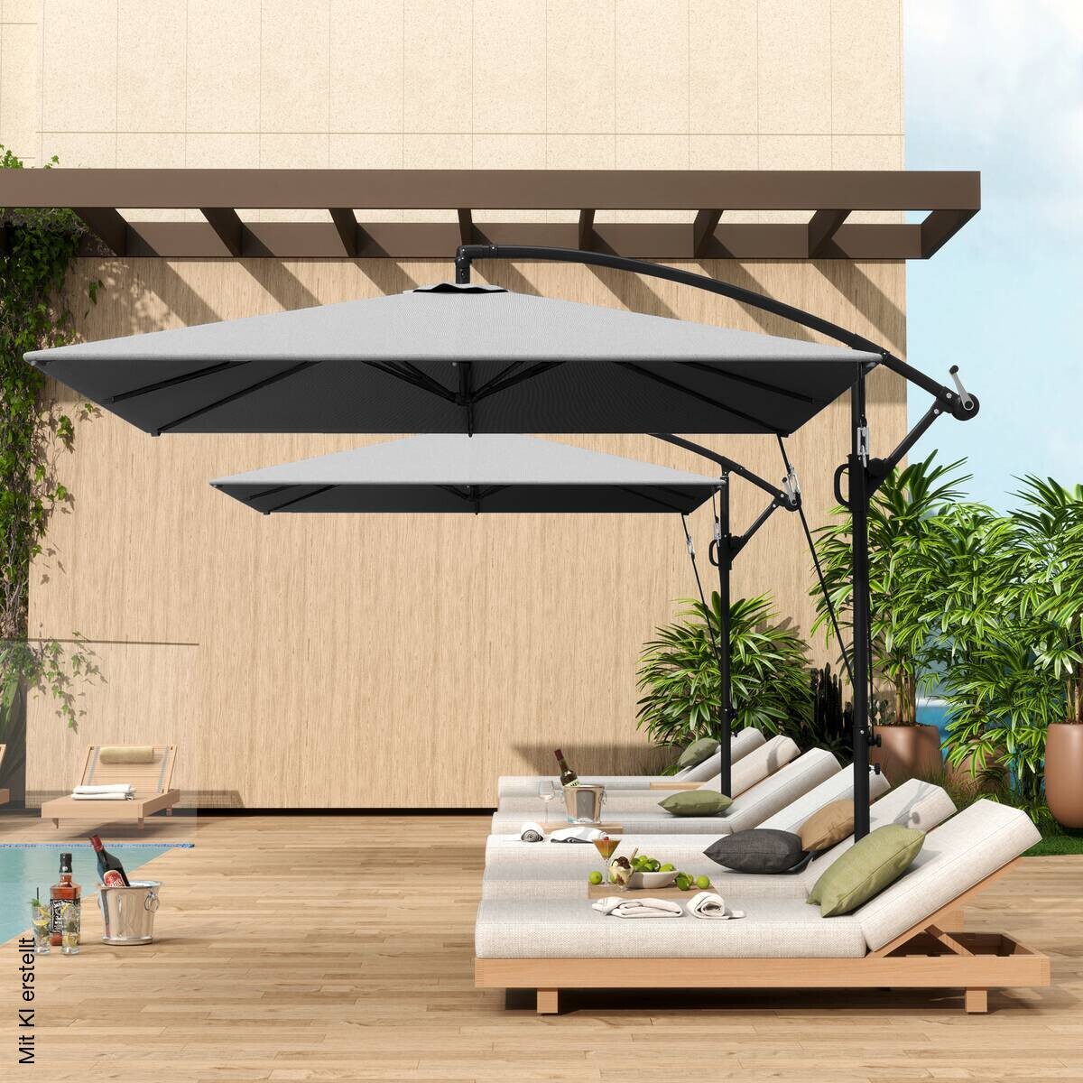 Outsunny Ampelschirm grau Polyester B/H/L: ca. 250x235x295 cm
