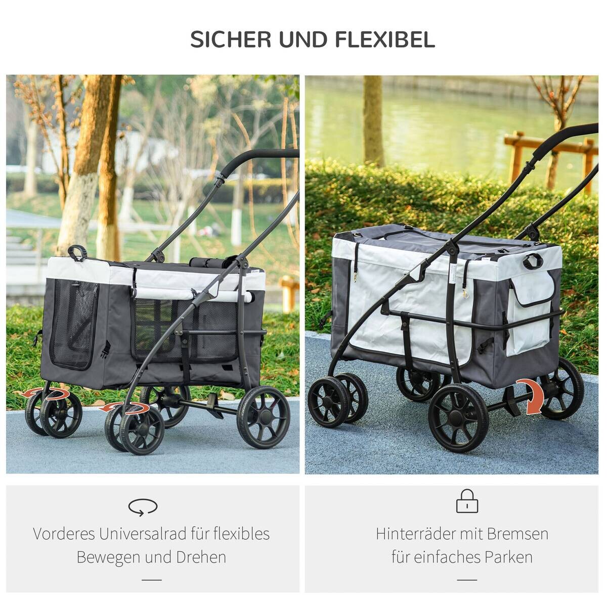 PawHut Hunde-Zubehör grau Edelstahl B/H/L: ca. 58x81x97,5 cm