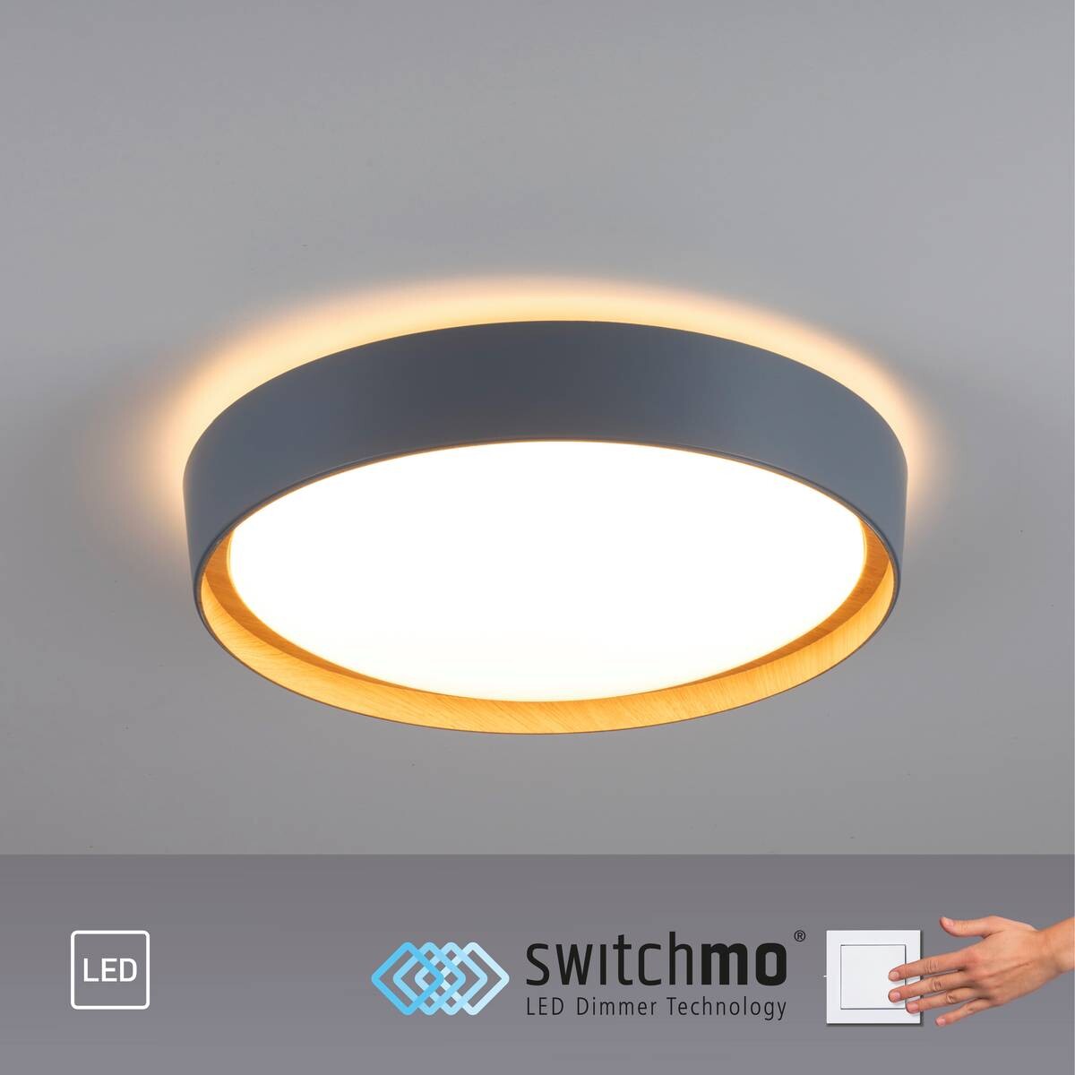 Just Light LED-Deckenleuchte EMILIA 14347-15 grau Kunststoff Metall B/H/D: ca. 40x10x40 cm 1 Brennstellen