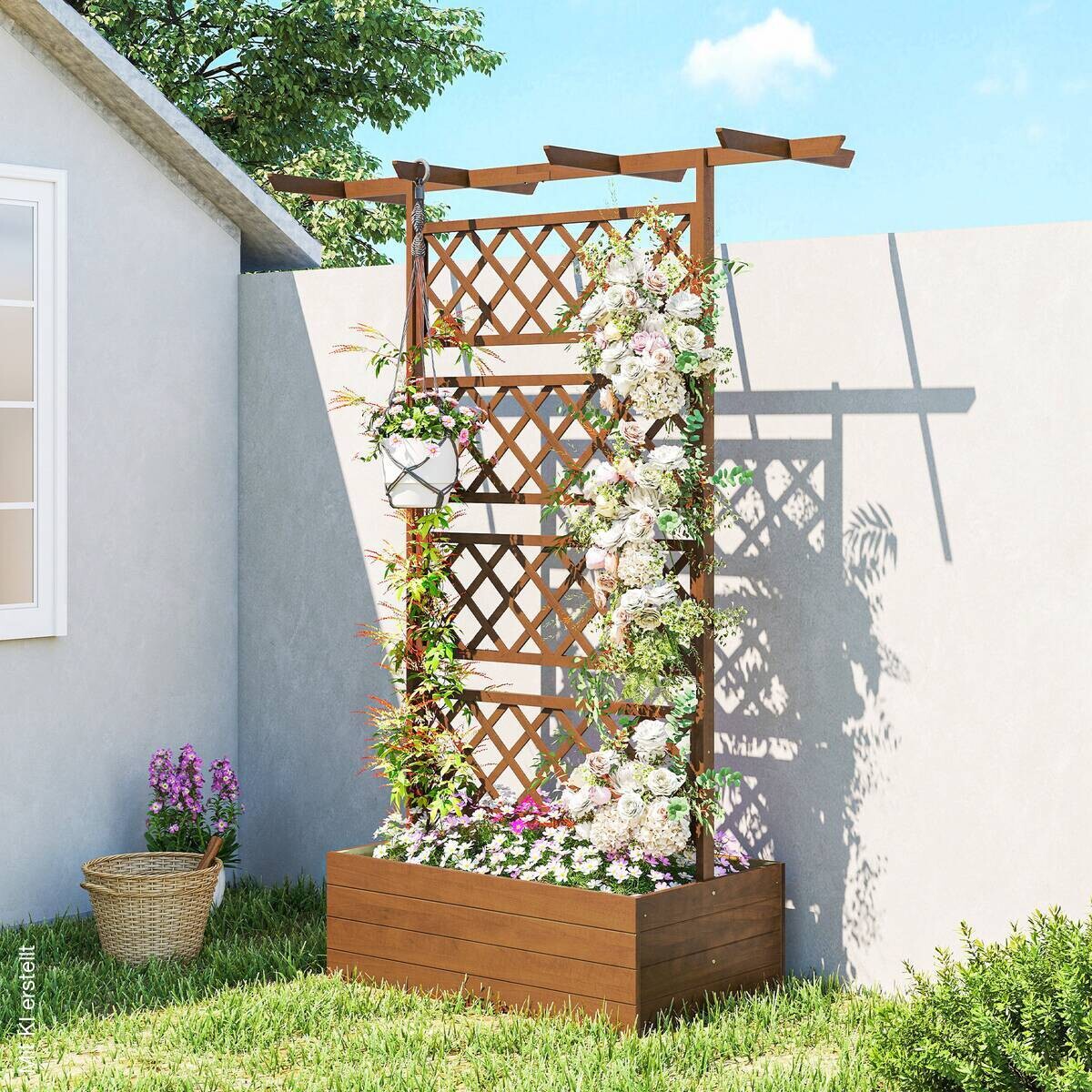 Outsunny Hochbeet mit Rankengitter orange B/H/T/L: ca. 55x183x55x160 cm