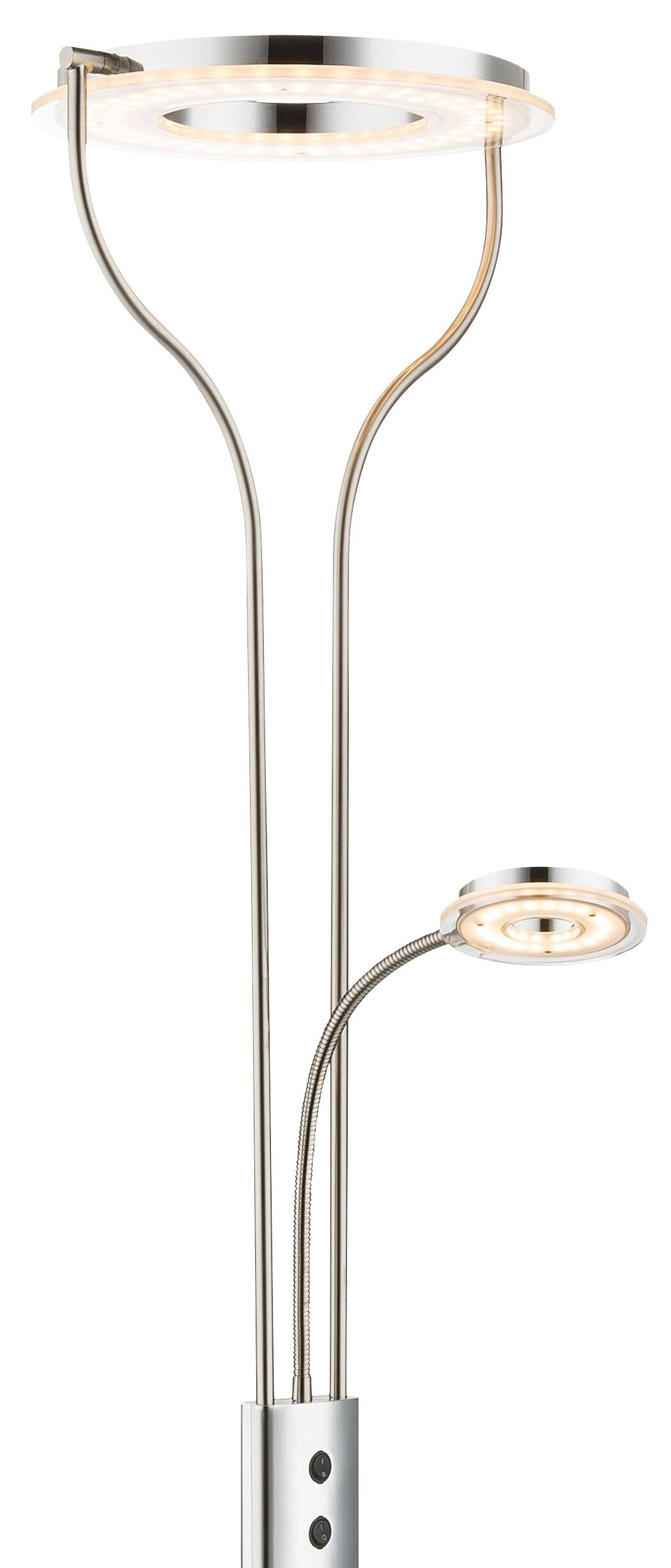 GLOBO Stehlampe Andreas nickel matt Satiniert Chrom Acryl B/H: ca. 31x194 cm 2 Brennstellen