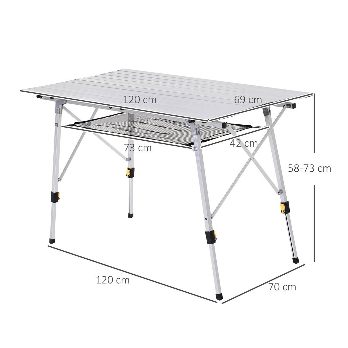 Outsunny Picknicktisch silber Aluminium B/H/L: ca. 70x73x120 cm