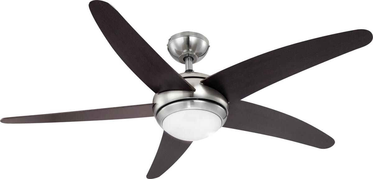 GLOBO Deckenventilator Fabiola nickel matt Opal H/D: ca. 37x132 cm max. 80 W