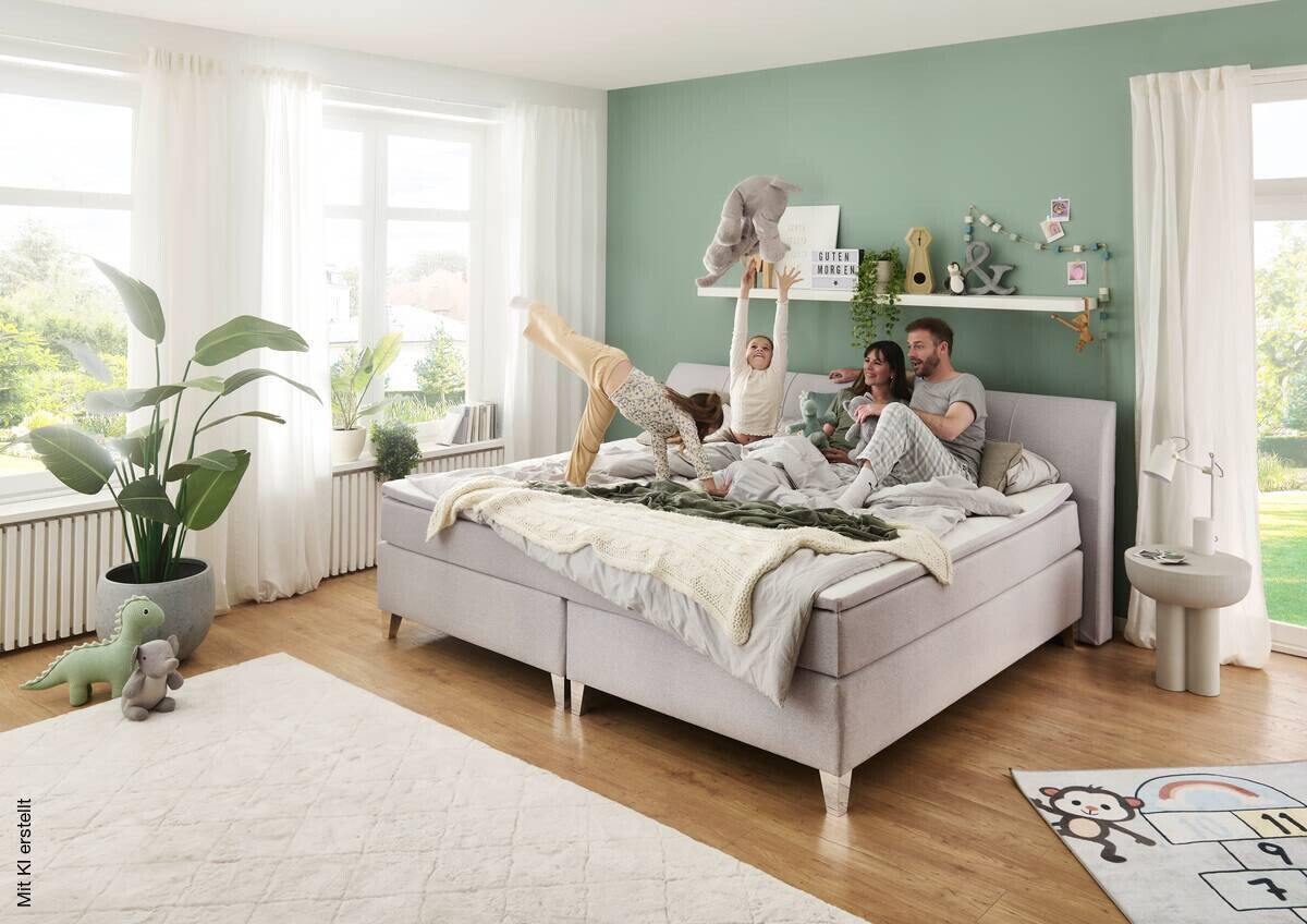 Familienboxspringbett Mare silber Liegefläche B/L: ca. 240x200 cm