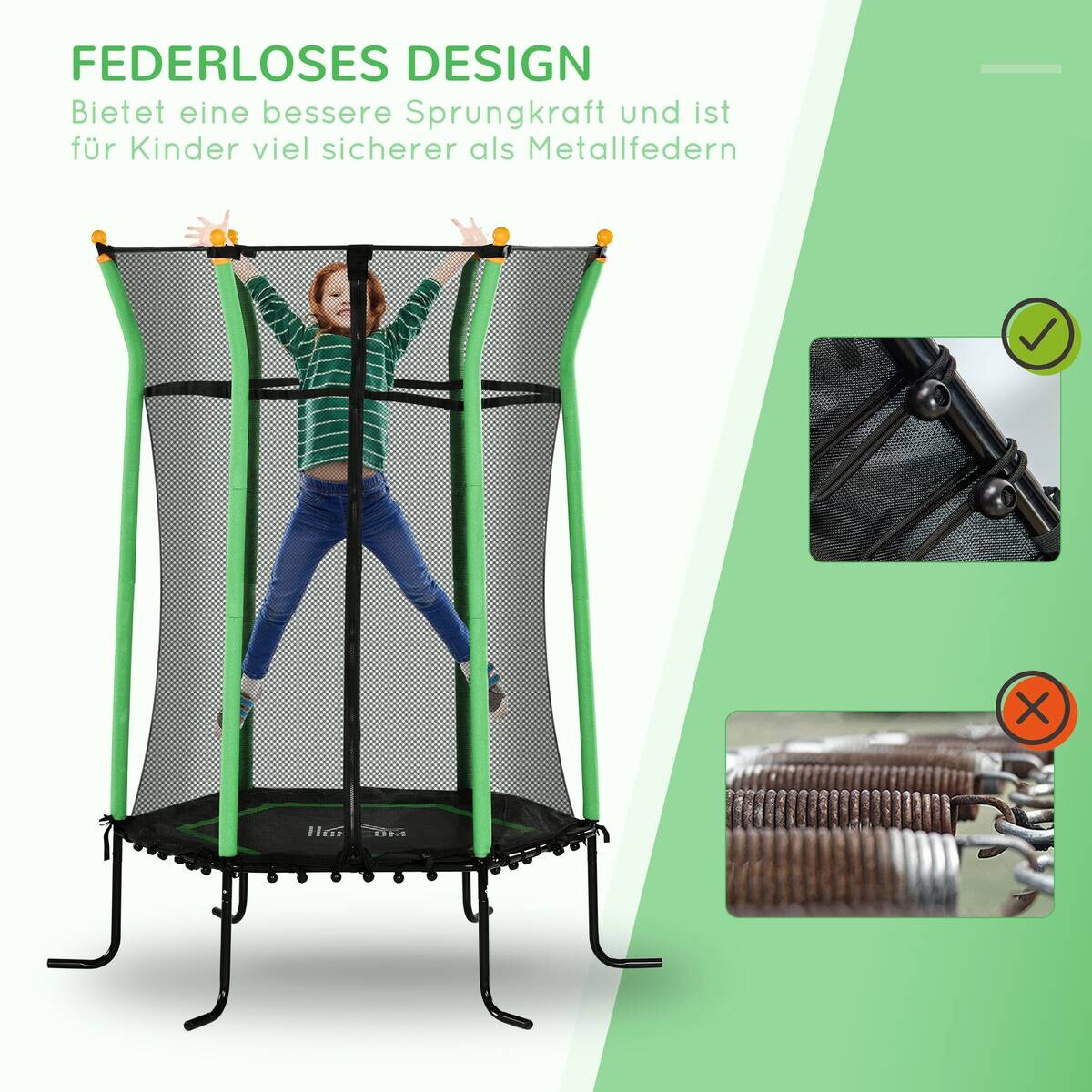HOMCOM Kindertrampolin grün B/H/L: ca. 163,5x190x163,5 cm