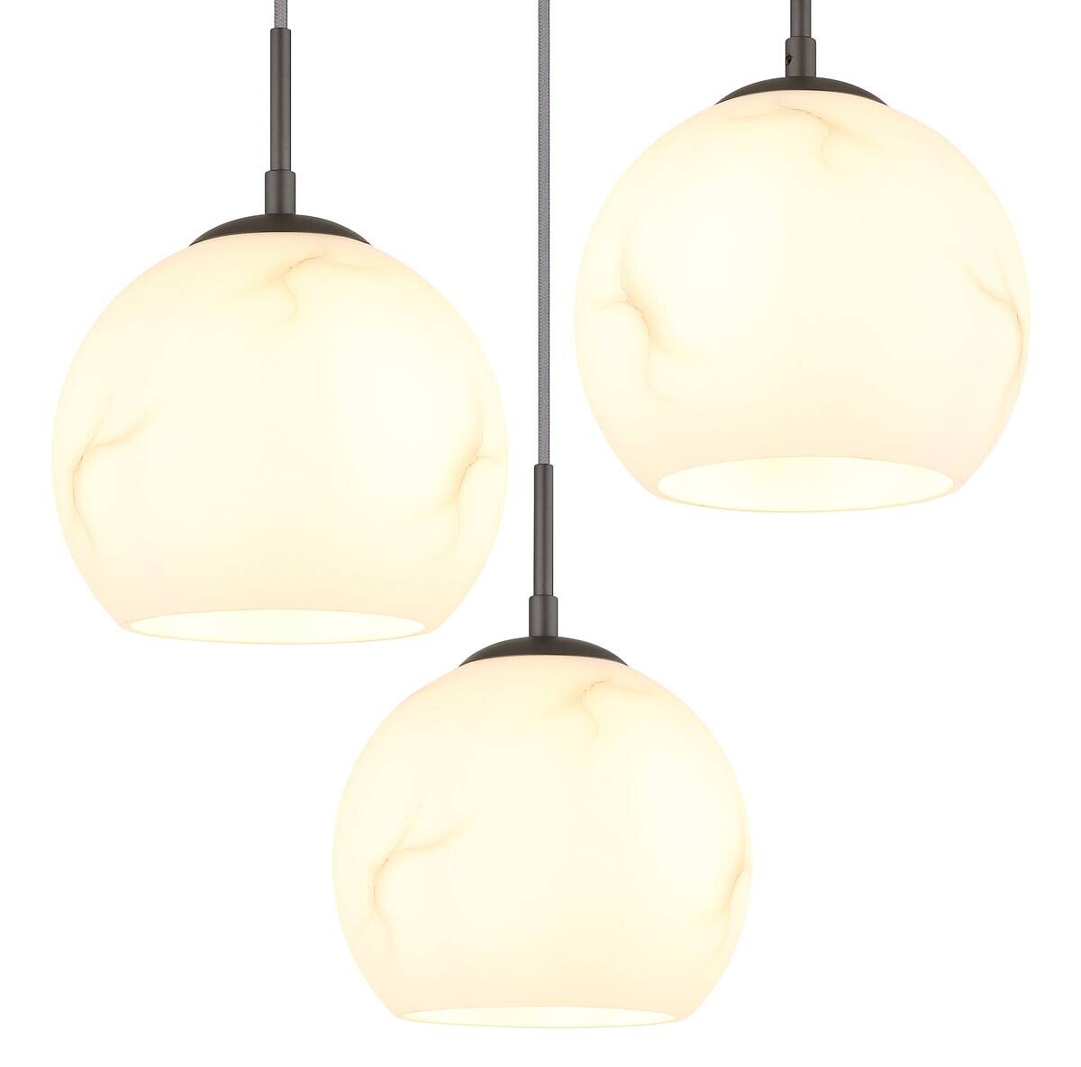 GLOBO Pendelleuchte RAGUSA schwarz Glas Metall H/D: ca. 120x42,5 cm E27 3 Brennstellen