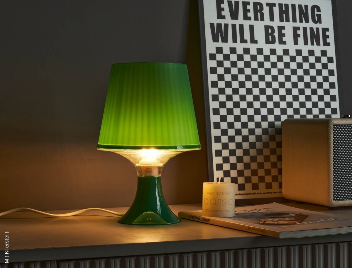 POCOline Tischleuchte Louie grün Kunststoff H/D: ca. 24x16 cm E14 1 Brennstellen