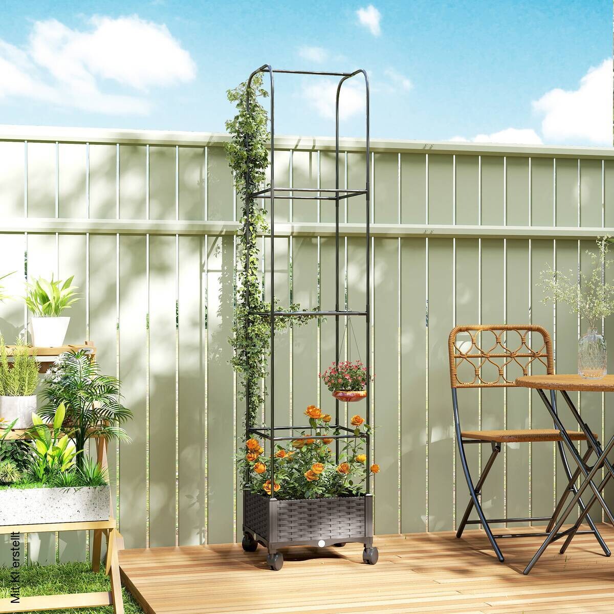 Outsunny Hochbeet mit Spalier schwarz Kunststoff B/H/T/L: ca. 40x185x40x40 cm