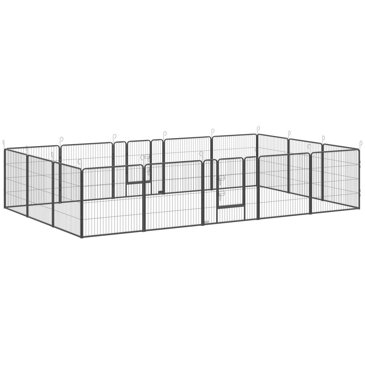 PawHut Gehege grau Edelstahl B/H/L: ca. 320x320x100 cm