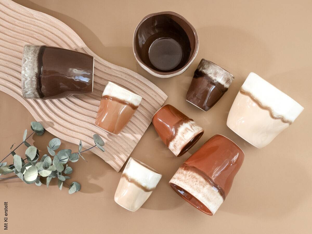 CreaTable Kaffeetassenset Squeezy Mocha braun Steinzeug 4 tlg.