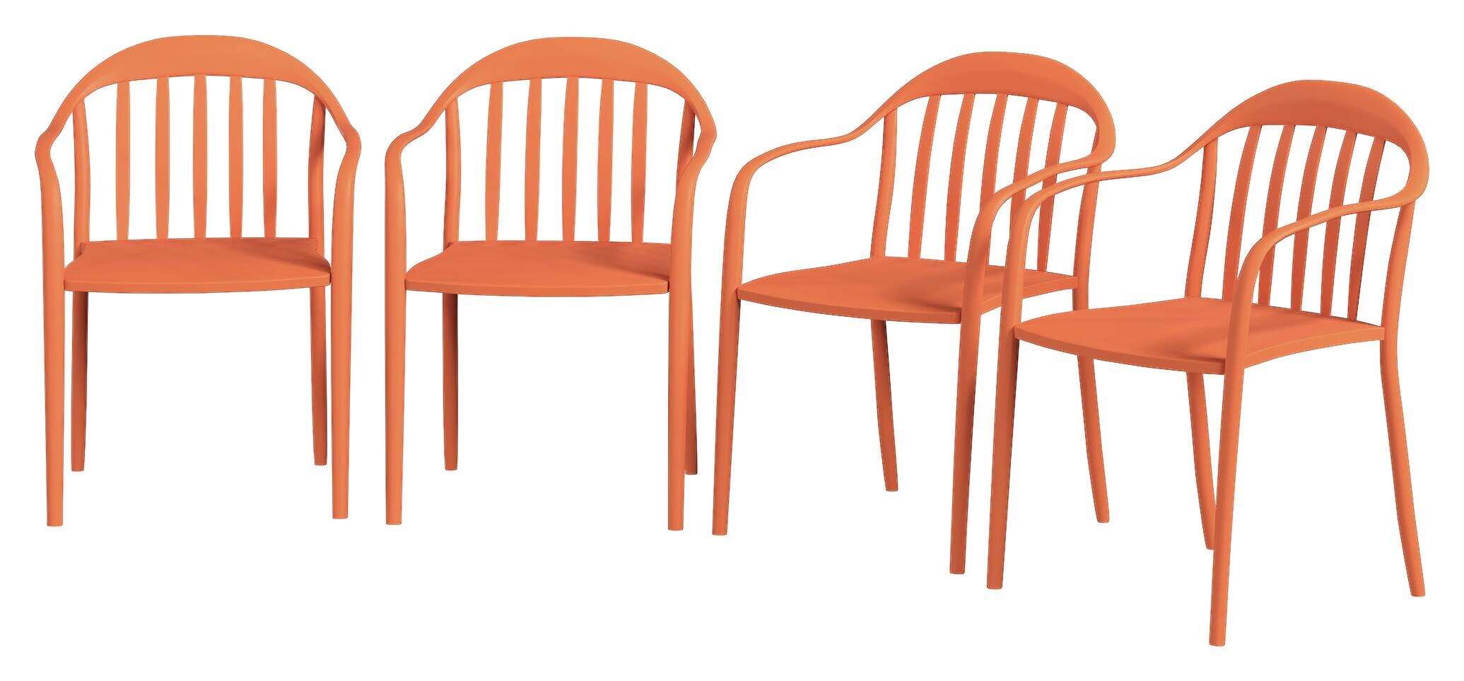 Outsunny Balkonstuhl 4er Set rot Metall B/H/L: ca. 54x78x57 cm