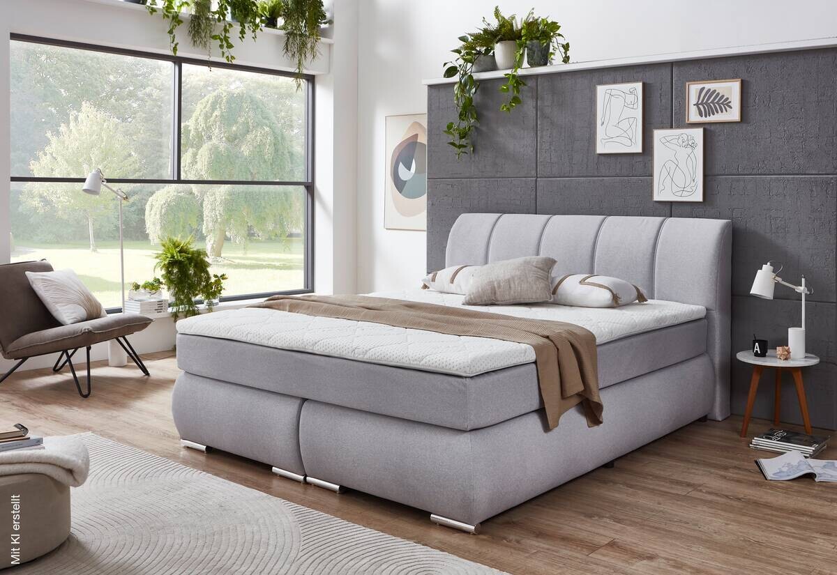 Boxspringbett Graz silber Liegefläche B/L: ca. 180x200 cm