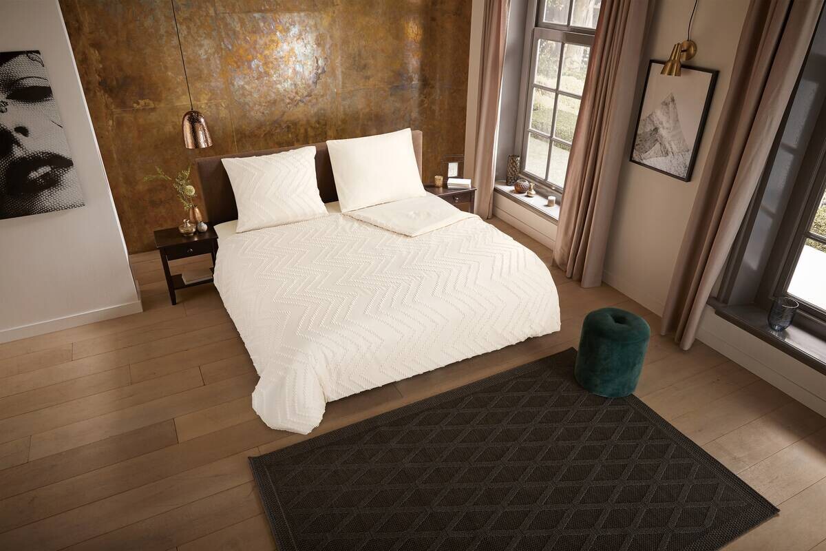 Microfaser Bettwäsche Zigzag offwhite Polyester B/L: ca. 200x200 cm