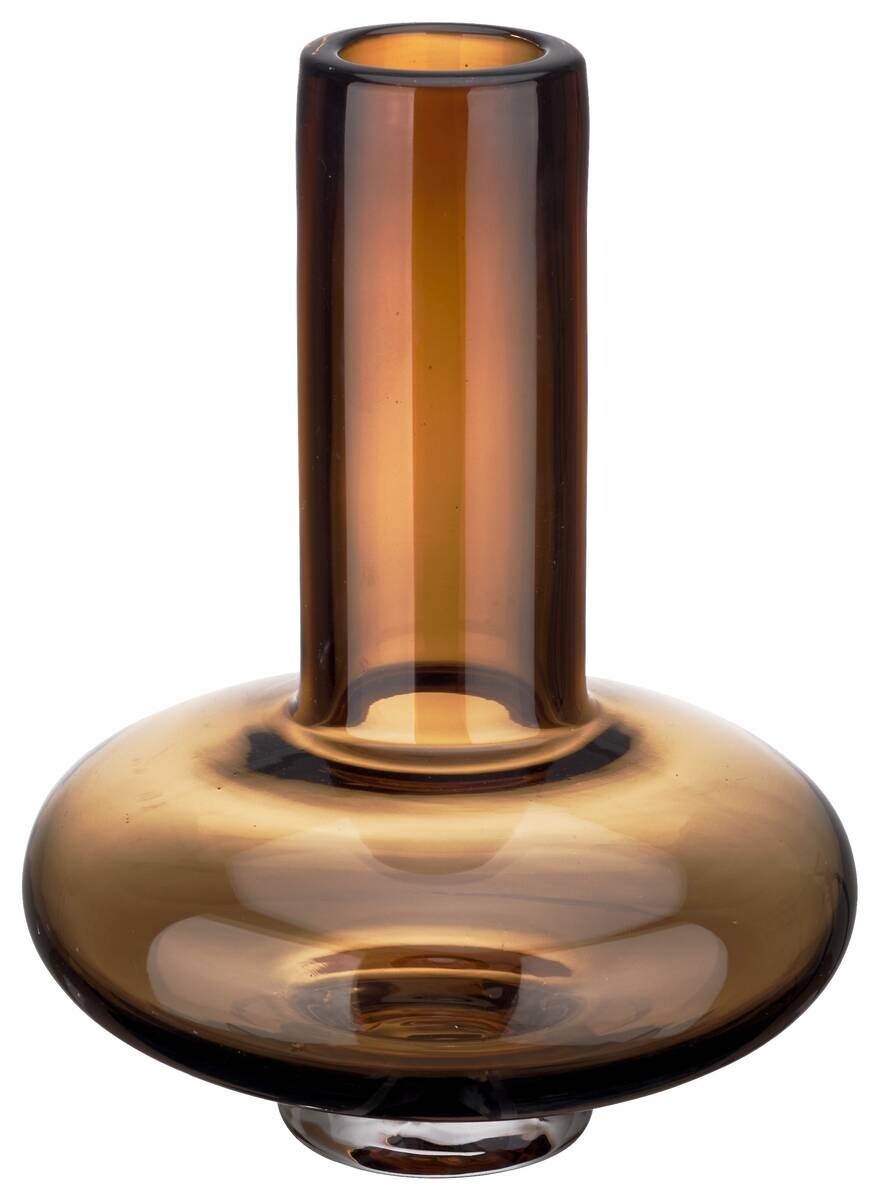 Vase braun Glas B/H/L/D: ca. 13,5x17,5x13,5x13,5 cm