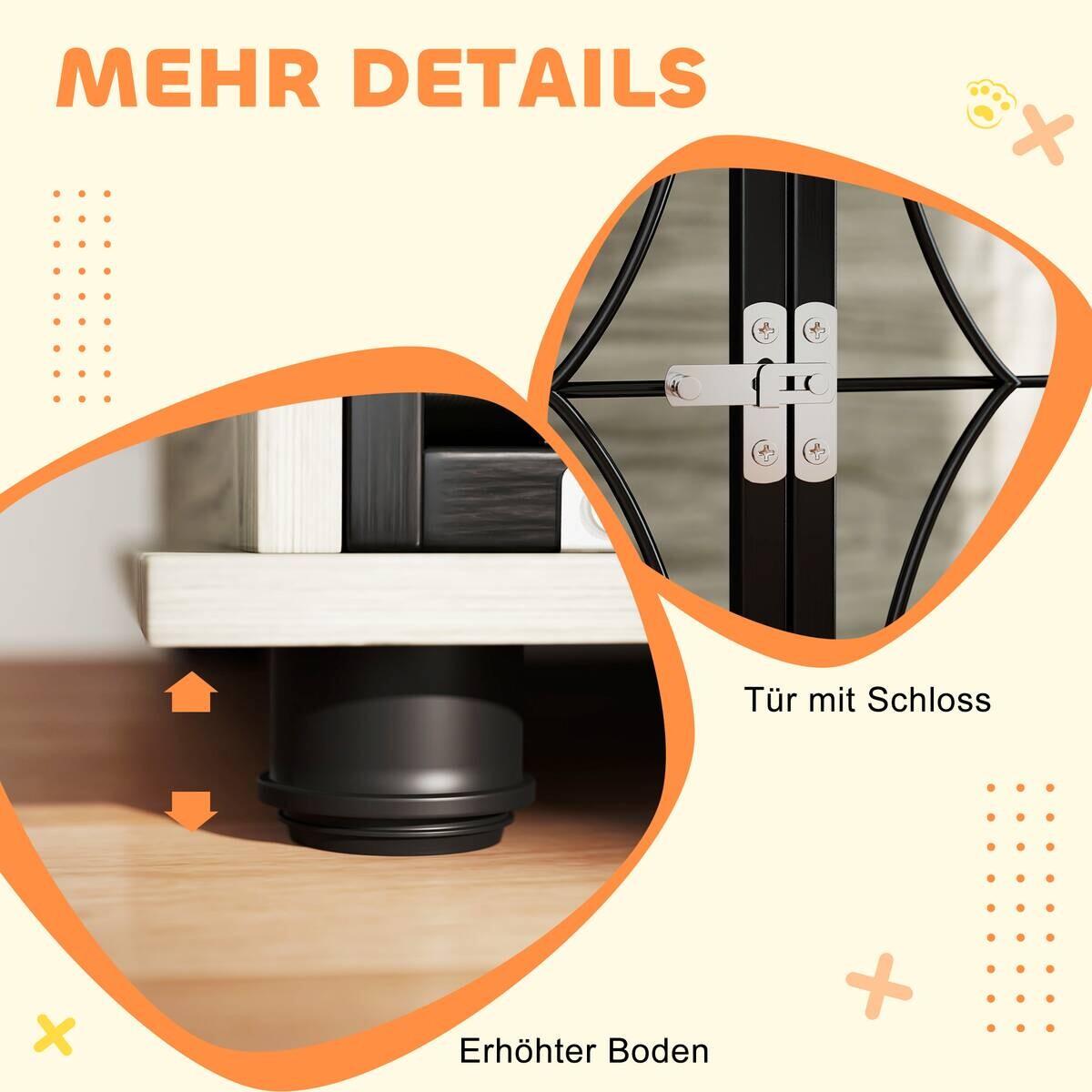 PawHut Hundekäfig grau Spanplatte B/H/L: ca. 60x73,5x100 cm