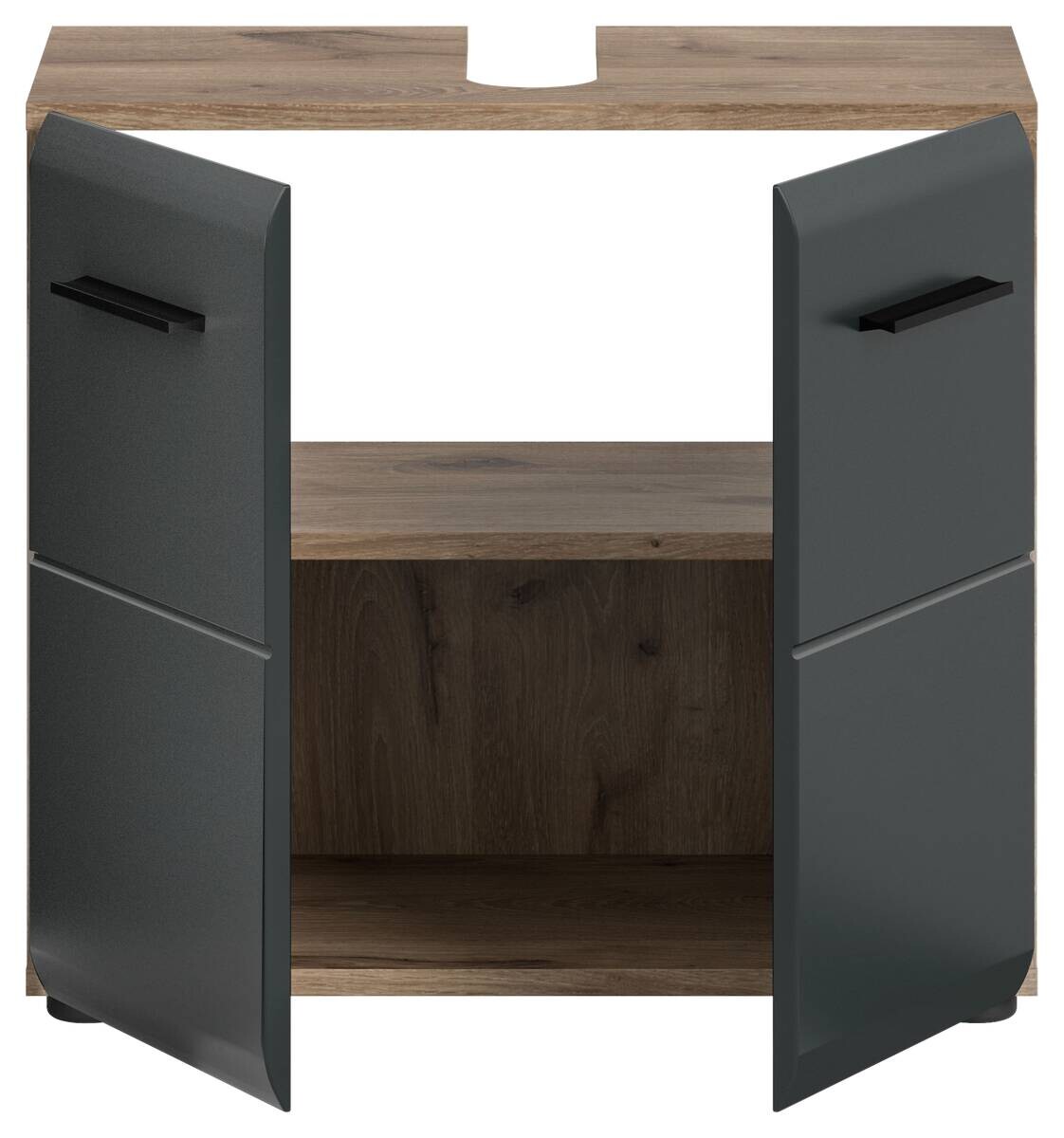 Waschbeckenunterschrank Ice Nox Oak Nachbildung schwarz matt B/H/T: ca. 60x54x30 cm