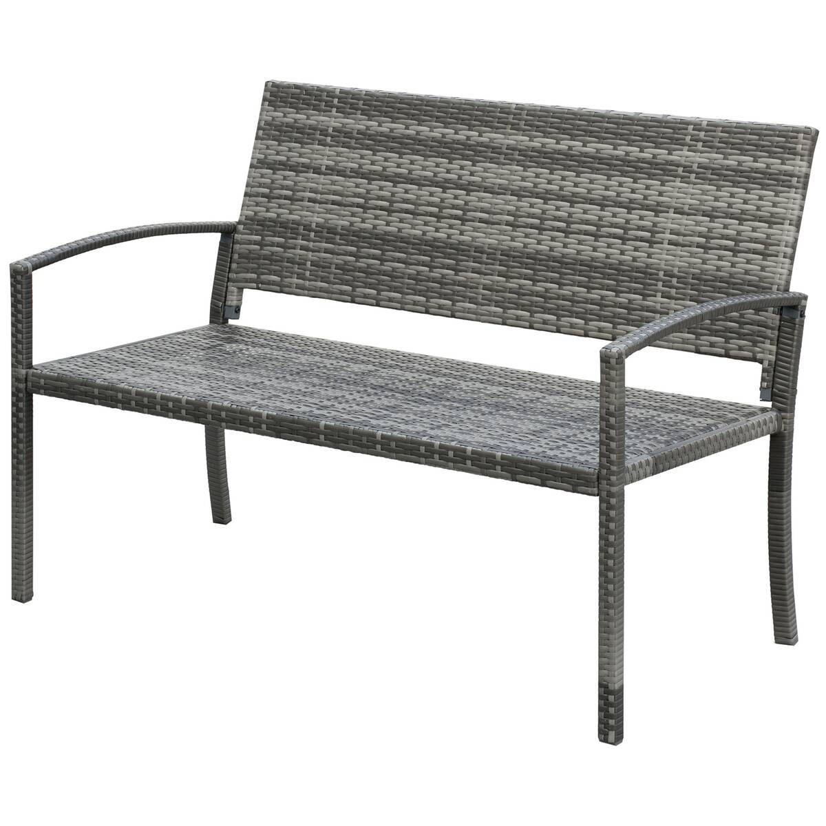 Outsunny Gartenbank grau Polyrattan B/H/L: ca. 60x122x85 cm