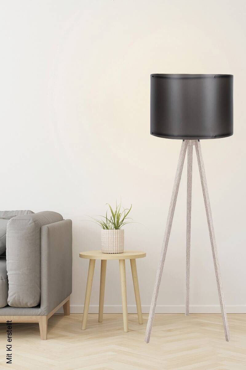 Opviq Stehlampe schwarz creme MDF Polypropylen B/H/L: ca. 38x145x38 cm E27 1 Brennstellen