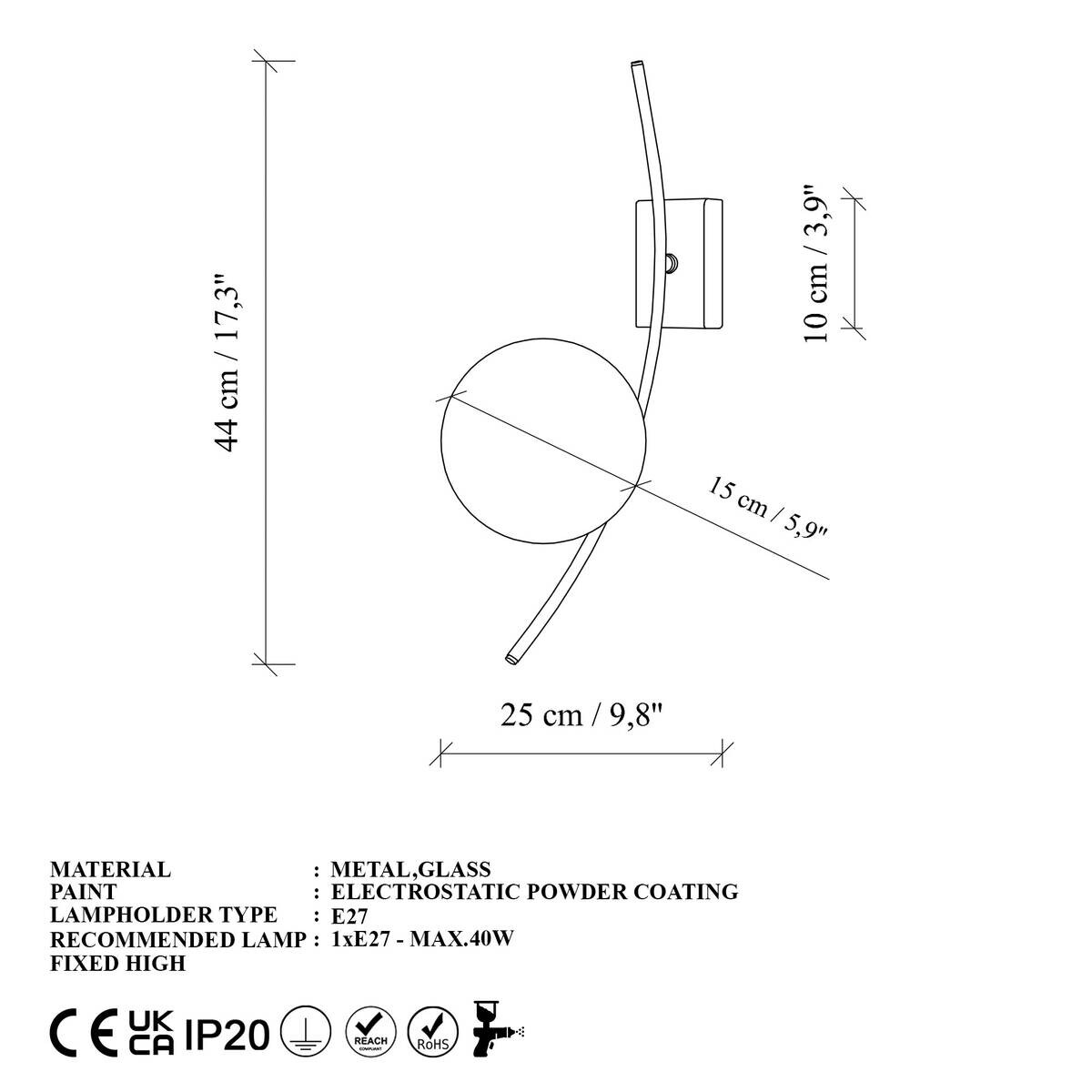 Opviq Wandleuchte gold Metall B/H/L: ca. 25x44x15 cm E27 1 Brennstellen