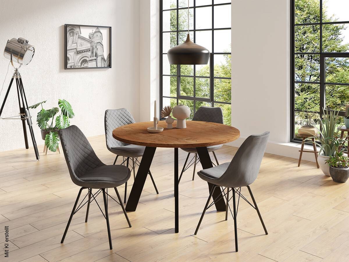 Tisch TARA natur schwarz pulverbeschichtet