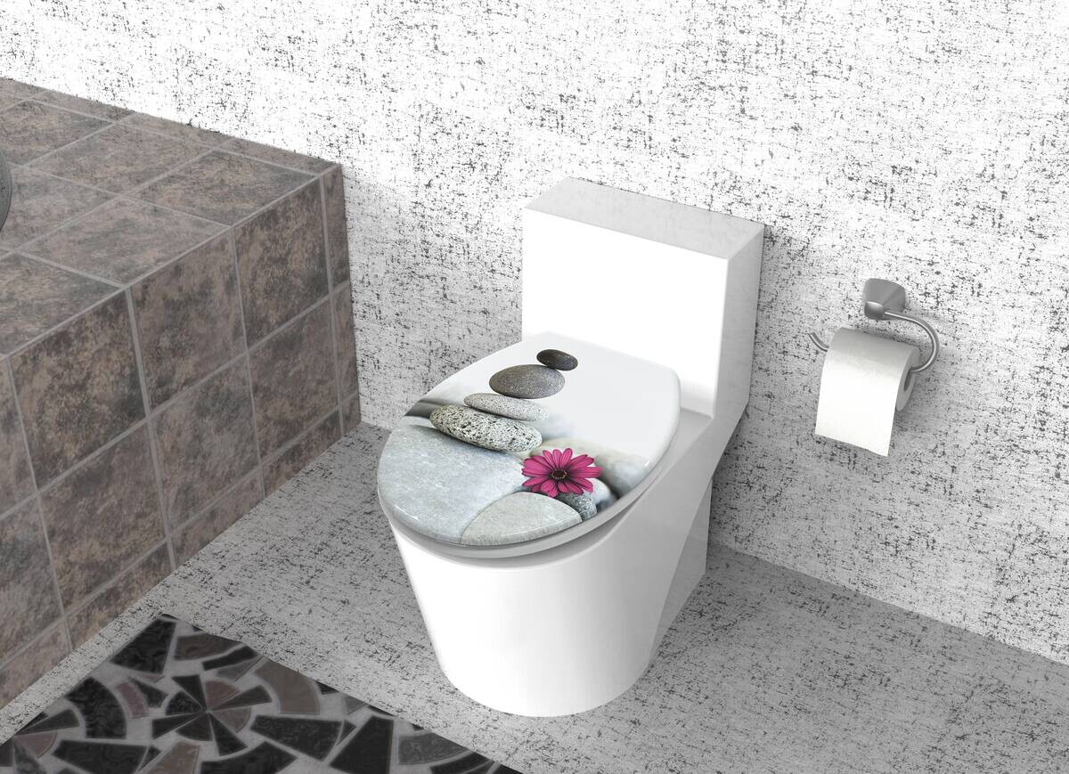 POCOline WC-Sitz graue Steine Duroplast